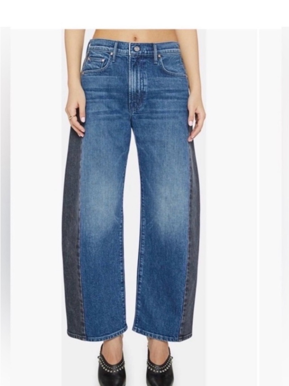 MOTHER Two-Tone Blue Wide-Leg Jeans